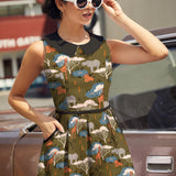 Retro Mod Collared Dress Safari