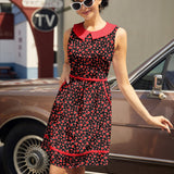 Retro Mod Collared Dress Hearts