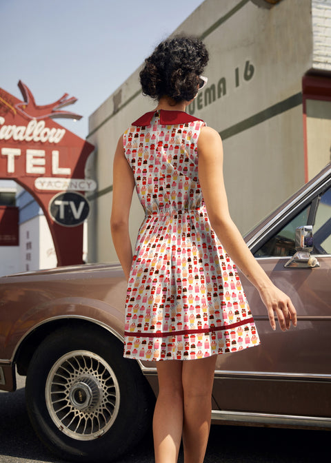 Retro Mod Collared Dress Cupcake Print