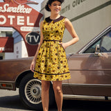 Retro Mod Collared Dress Sunflower