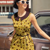 Retro Mod Collared Dress Sunflower