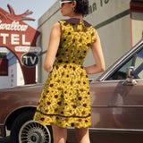 Retro Mod Collared Dress Sunflower