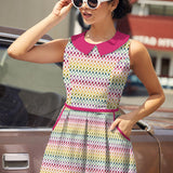 Retro Mod Collared Dress Rainbow Drop