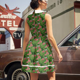 Retro Mod Collared Dress Flowers Print