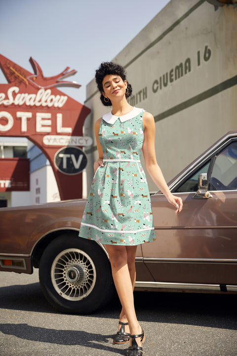 Retro Mod Collared Dress Dogs