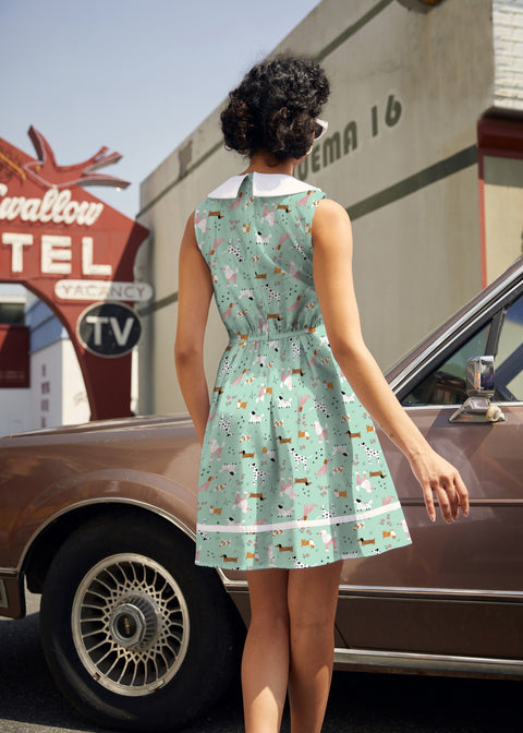 Retro Mod Collared Dress Dogs