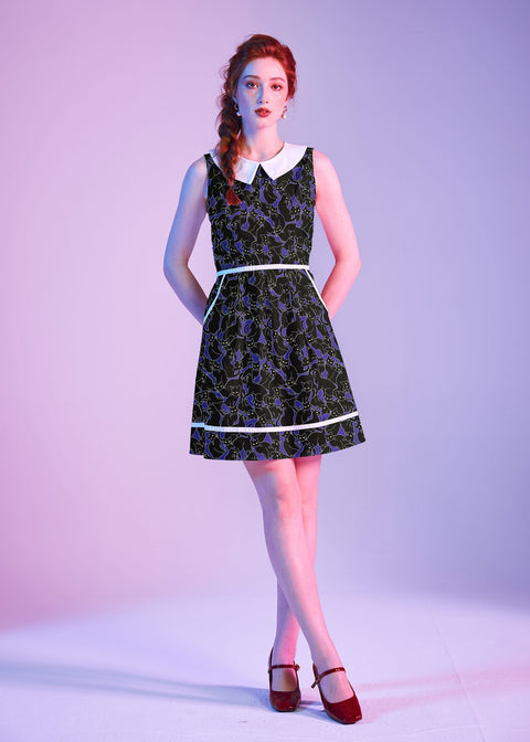 Glow in the Dark Cats Collared Dress