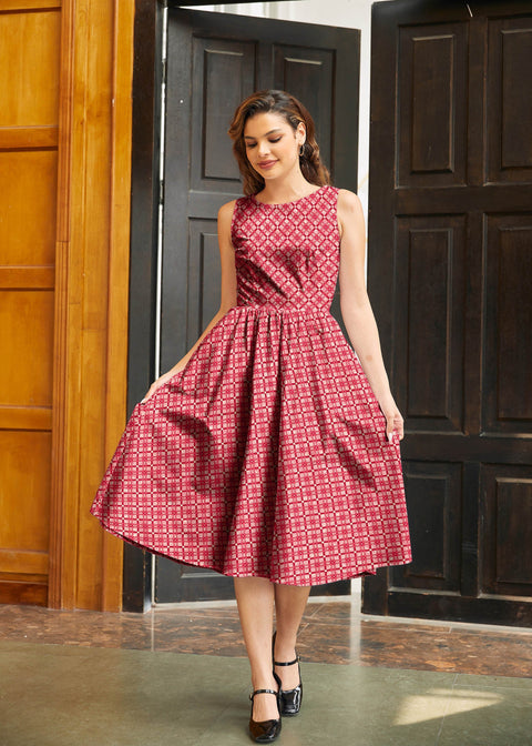 Red Diamond Midi Dress