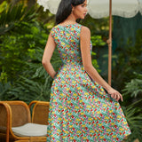 50s Style Cotton Midi Swing Dress - Farmer's Market