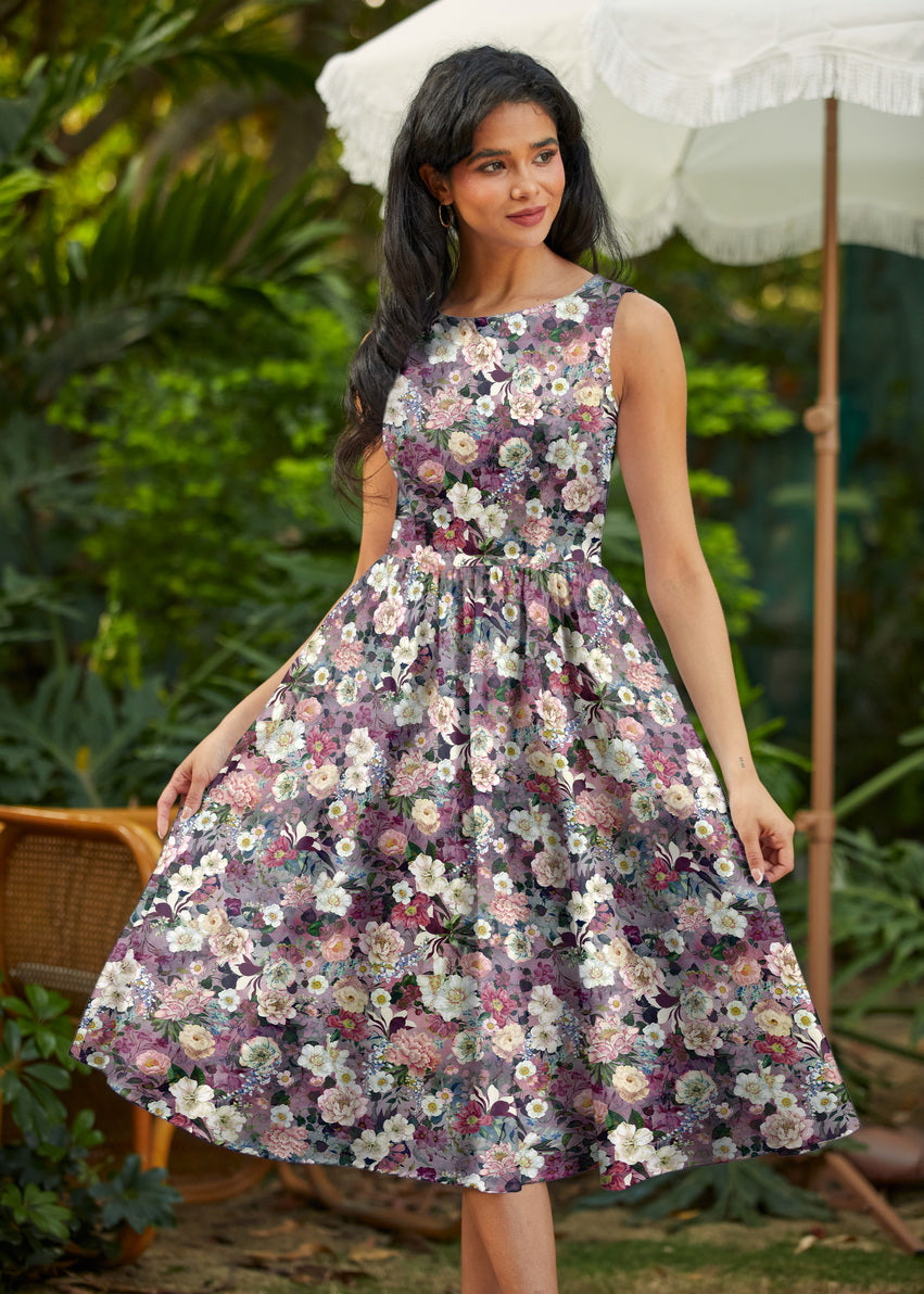 retro floral midi dress Floral Midi Dress XL