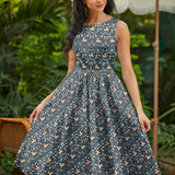 Vintage Style Midi Dress Deer