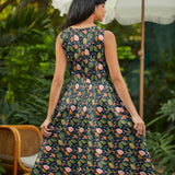 Vintage Style Midi Dress Woodland Navy