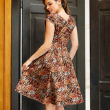 Greta Surplice Dress Mushrooms