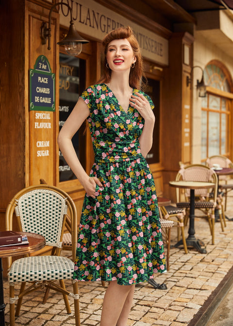 Greta Surplice Dress Floral – ModCloth