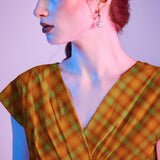 Greta Surplice Dress Orange Plaid