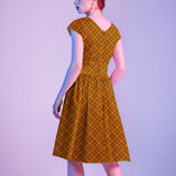 Greta Surplice Dress Orange Plaid