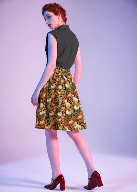 Cats & Pumpkins A-line Skirt