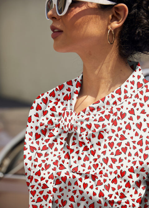 Vintage Style Bow Top in Hearts