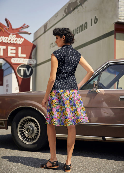 Vintage Style Bow Top in Anchor Print