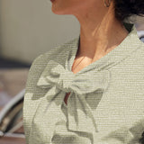 Vintage Style Bow Top in Sage Dot