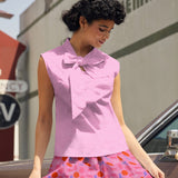 Vintage Style Bow Top in Pink Dots