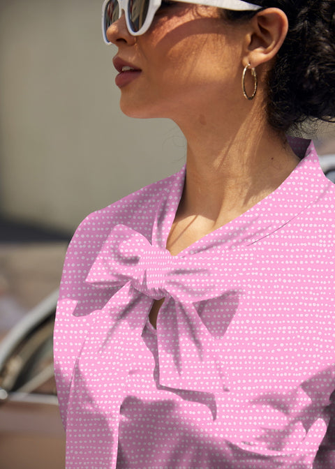 Vintage Style Bow Top in Pink Dots