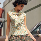 Vintage Style Bow Top in Carrots Print