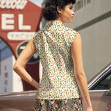 Vintage Style Bow Top in Carrots Print