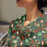 Vintage Style Bow Top in Camping Print