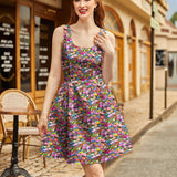 Shorter Length Retro Fit & Flare Dress Desert Blooms