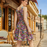 Shorter Length Retro Fit & Flare Dress Desert Blooms