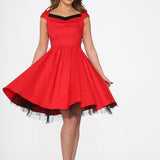 Red & Black Trim Swing Dress