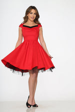 Red & Black Trim Swing Dress