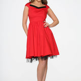 Red & Black Trim Swing Dress