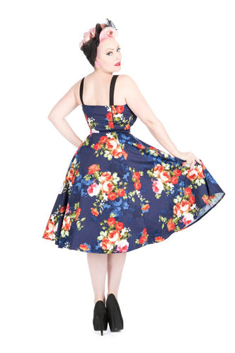 Navy Floral Swing Dress