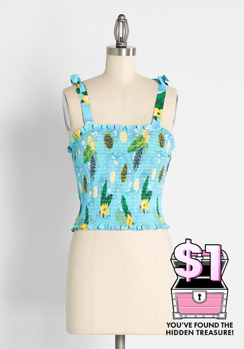 ModCloth x Collectif Sea Turtle Soiree Smocked Tank Top (Final Sale)
