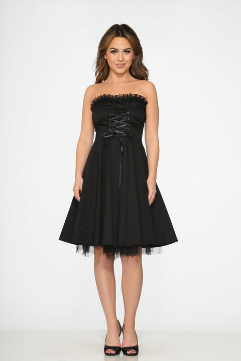 Black Strapless Swing Dress