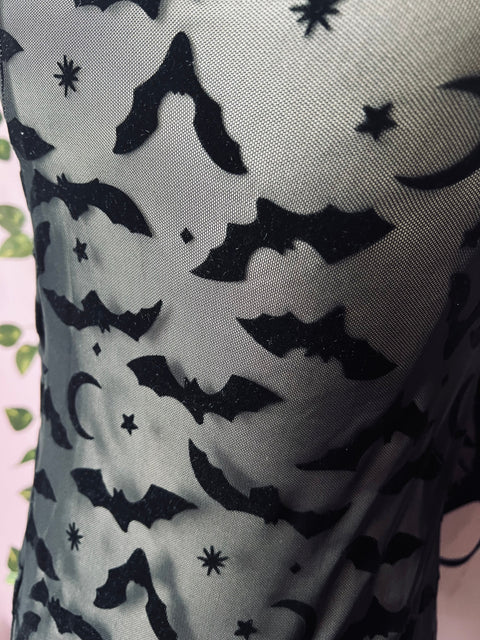 The Sinister Set - BATS - Sheer Velvet Flocked Bra & Shorts Separates