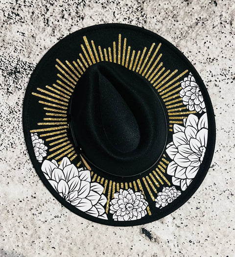 Vegan Felt Hat - XL Brim - Dahlia Burst