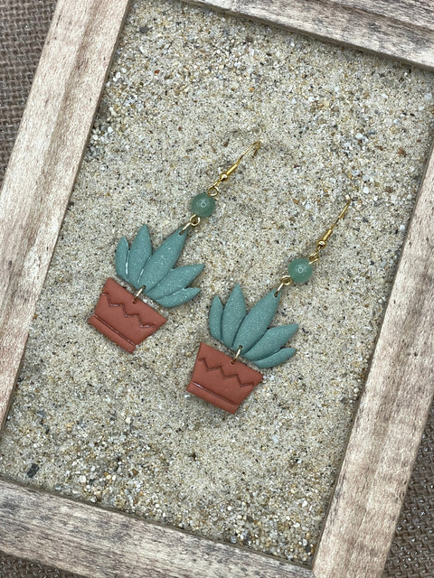 Aloe Vera Plant Dangly Earrings