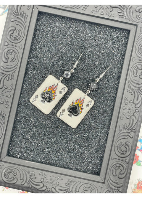 Tattoo Love Ace of Spades Earrings