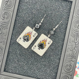 Tattoo - Flaming Ace of Spades Playing Card Earrings: Handmade Polymer Clay