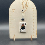 Tattoo - Flaming Ace of Spades Playing Card Earrings: Handmade Polymer Clay