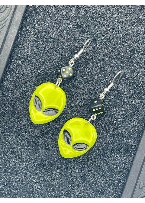 Alien Invasion Earrings with Black Dice