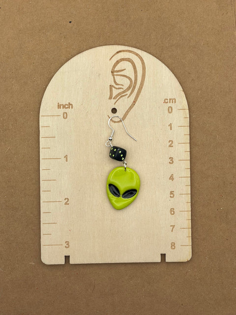 Alien Invasion Earrings with Black Dice