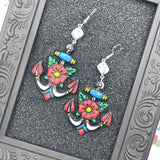 Tattoo - Anchor Earrings with Dice: Handmade, Hand-Painted Polymer Clay