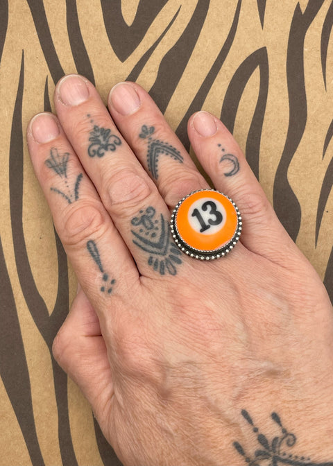 Billiard Ball #13 Sterling Silver Ring