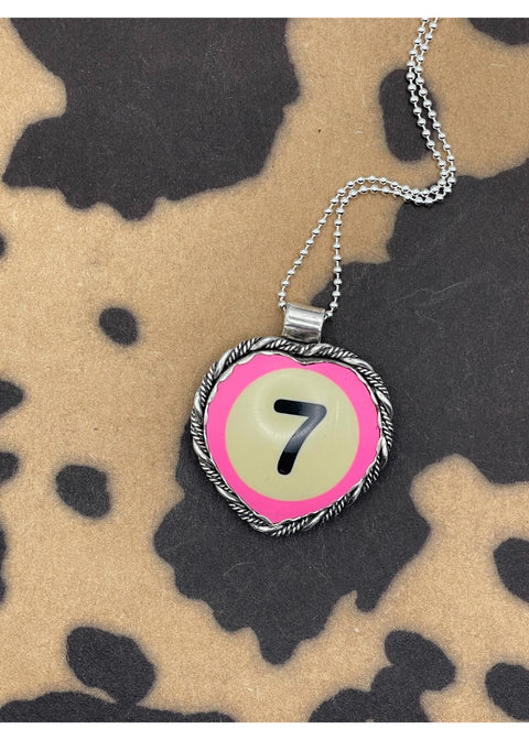 Billiard Ball Lucky #7 Heart Pendant