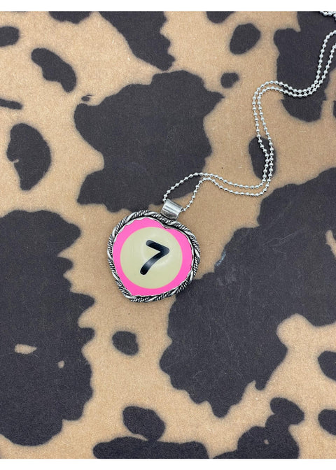 Billiard Ball Lucky #7 Heart Pendant