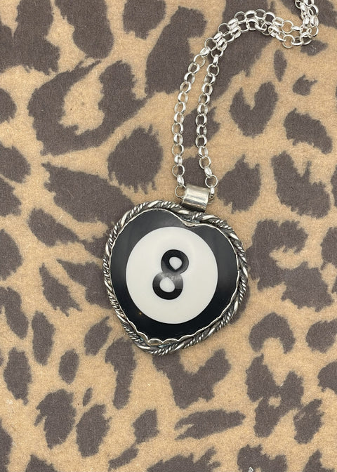 Billiard 8-Ball Black Heart Pendant